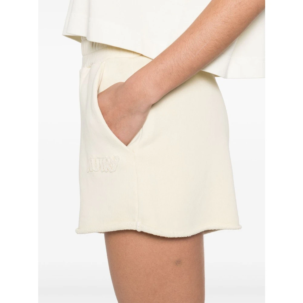 Autry Witte Katoenen Shorts met Elastische Tailleband White Dames