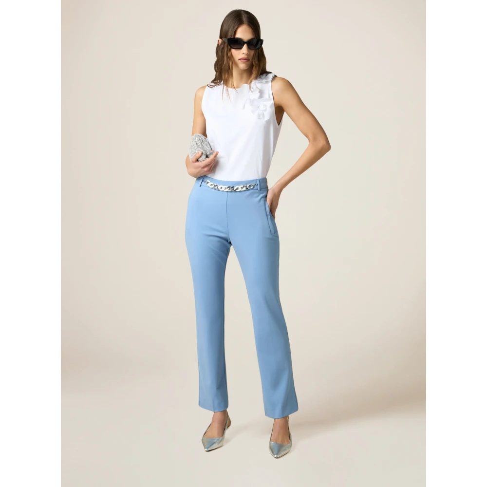 Oltre Milano-Rib Flared Broek Blue Dames