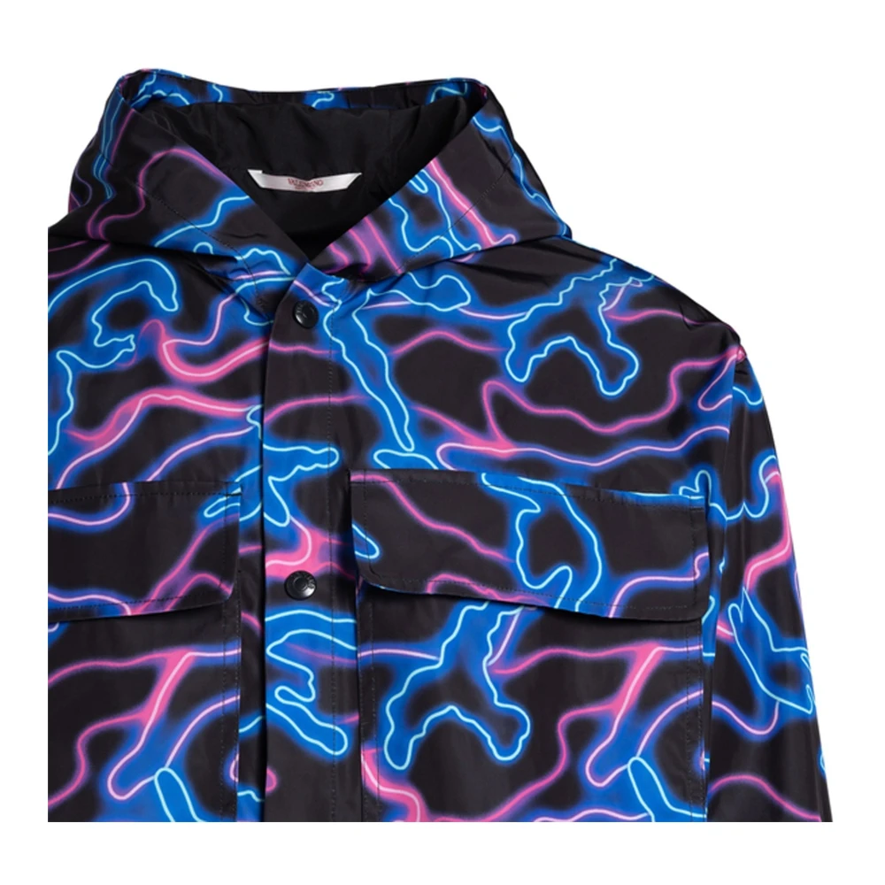 Valentino Gedrukte hoodie met knoopsluiting Blue Heren