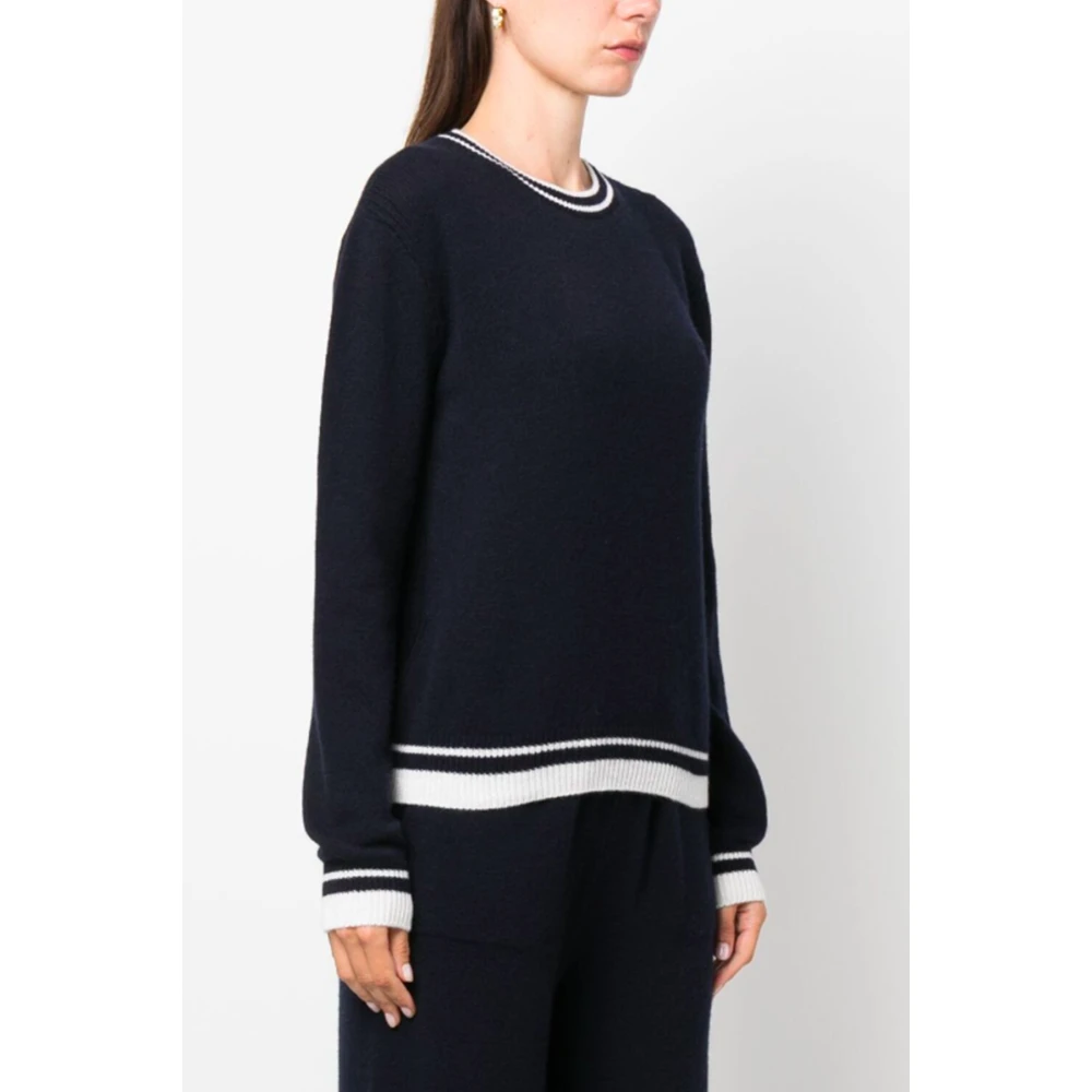 Msgm Blauwe Trui met Contrasterende Randen Blue Dames