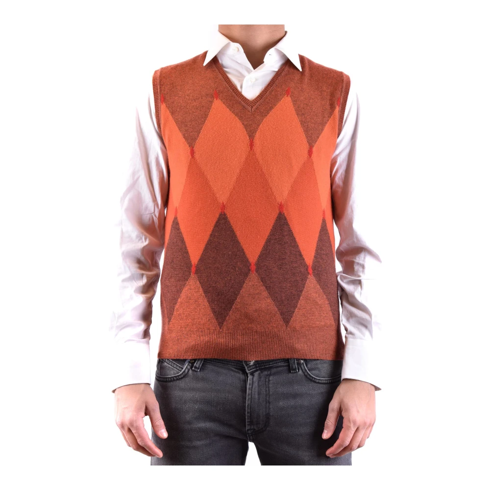 Kangra Men's Orange & 91K60070800010 Cashmere Vest - Sleeveless Jumpers - 2XL - Knitwear