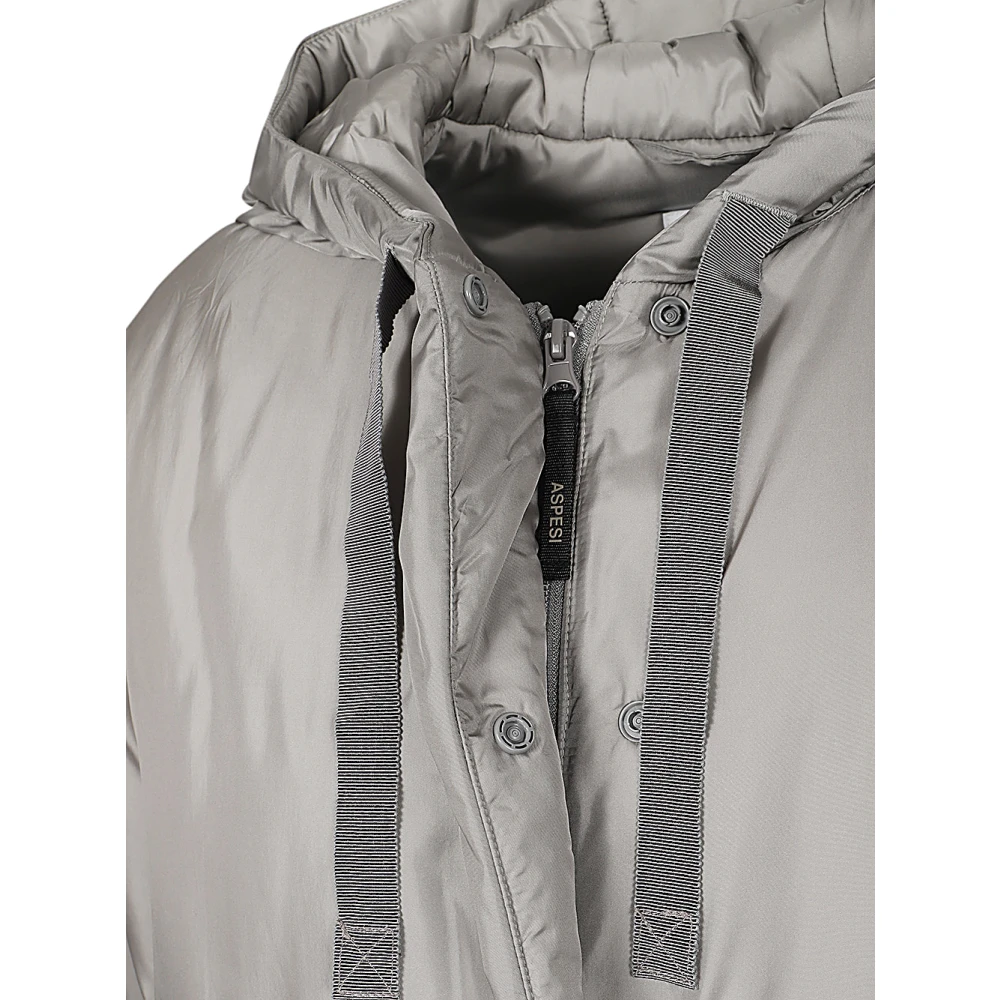 Aspesi Grijze Hoodie Halflange Jas Gray Heren