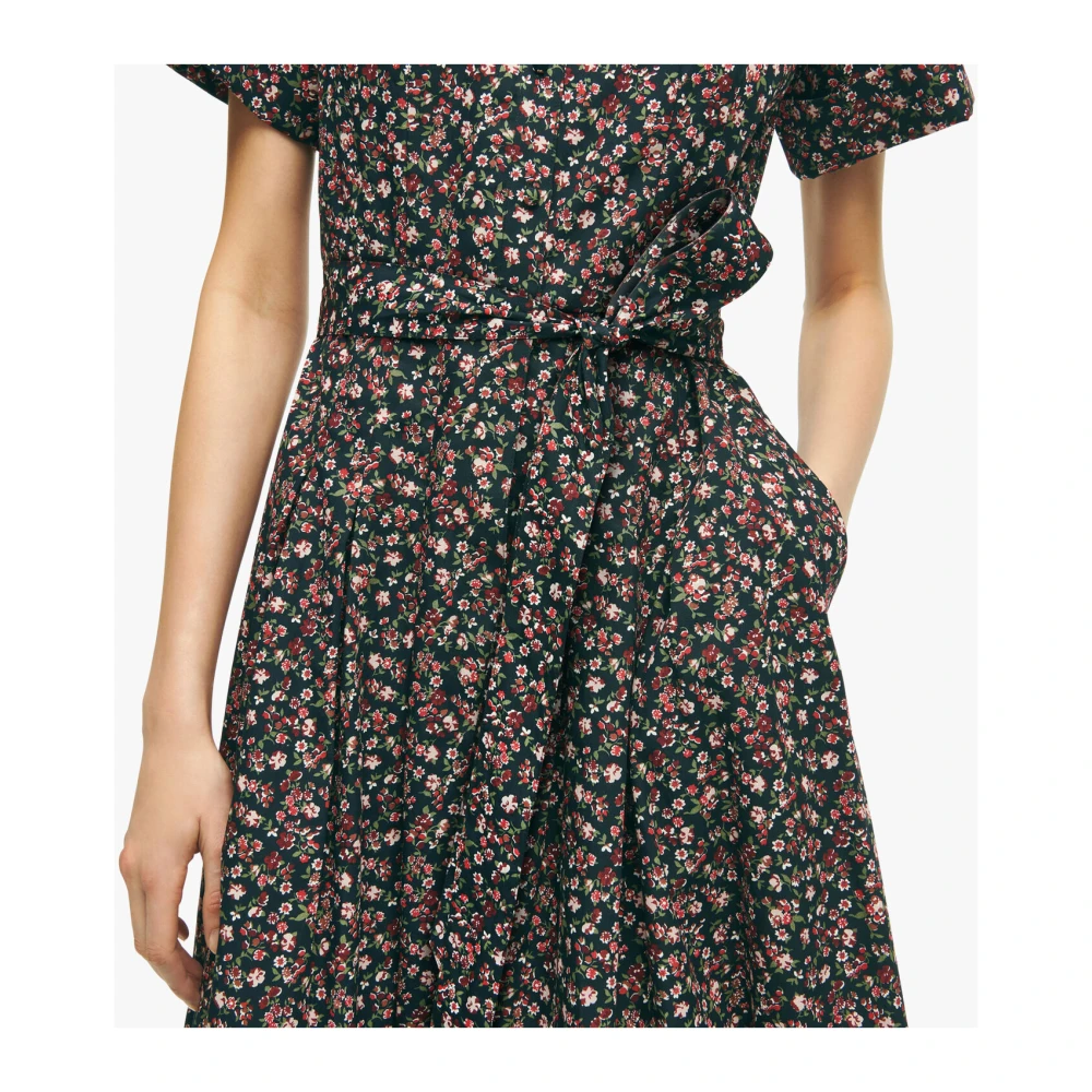 Brooks Brothers Bloemenprint Korte Katoenen Jurk Multicolor Dames
