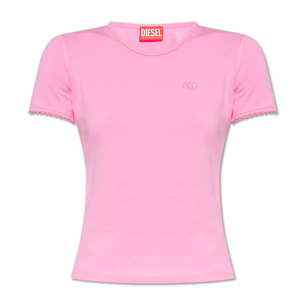 Diesel T-Uncutie-Lace katoenen T-shirt Pink Dames