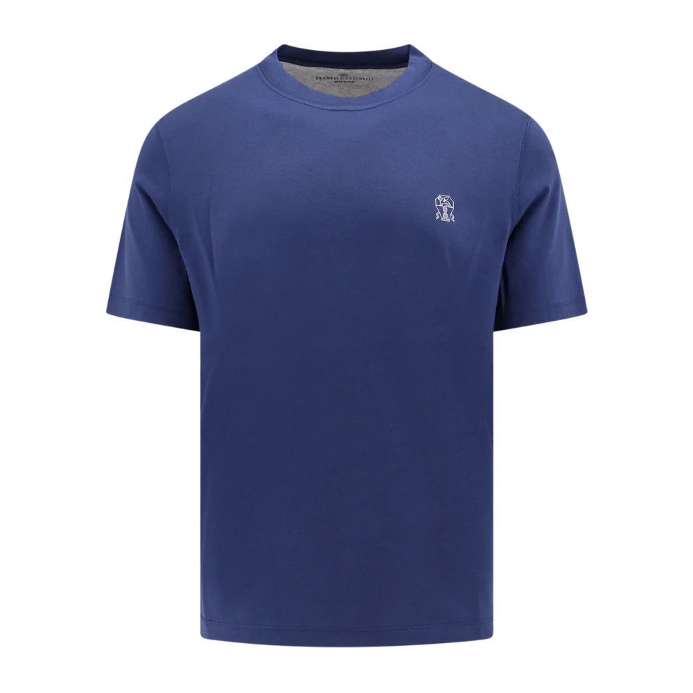 BRUNELLO CUCINELLI Blauw Crew-neck T-shirt Made in Italy Blue Heren