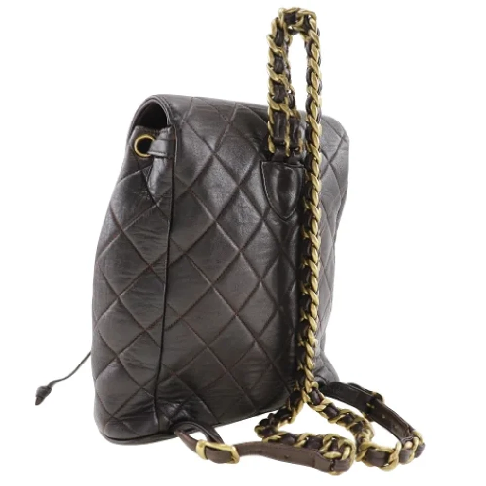 Chanel Vintage Pre-owned Leather backpacks Brown Dames