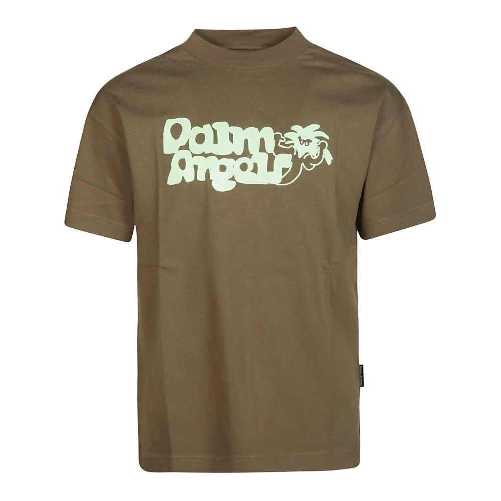 Palm Angels Logo Palmiti T-Shirt Brown Heren