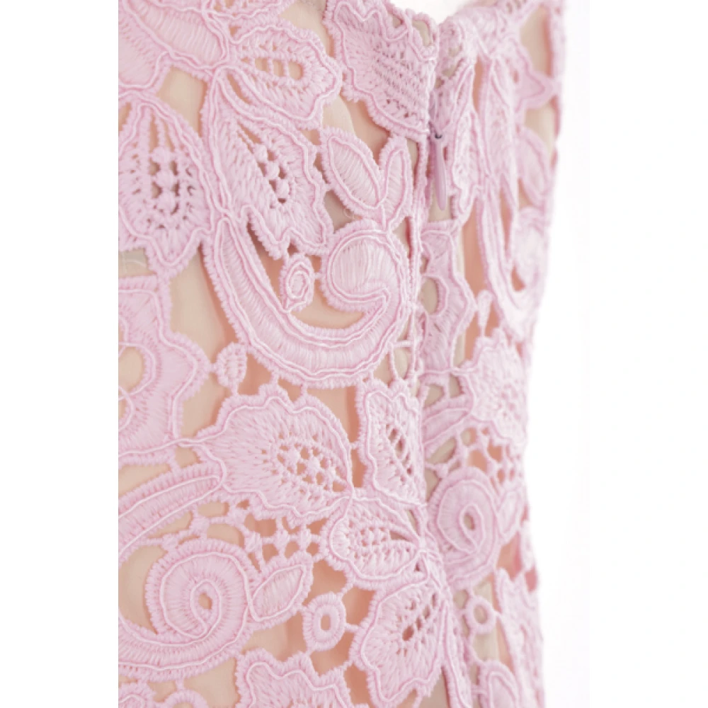 Self Portrait Roze Bloemige Kant Mouwloze Jurk Pink Dames