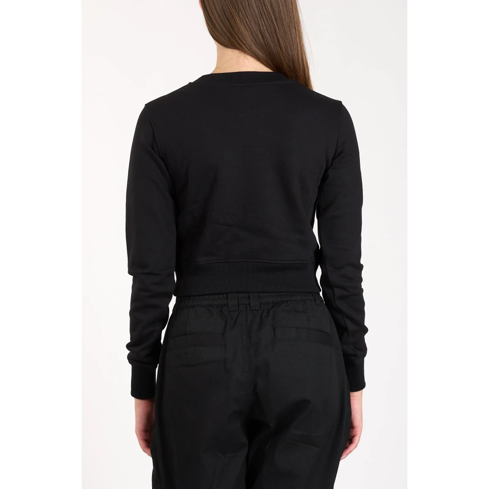 Diesel Cropped logo sweatshirt met slim fit Black Dames