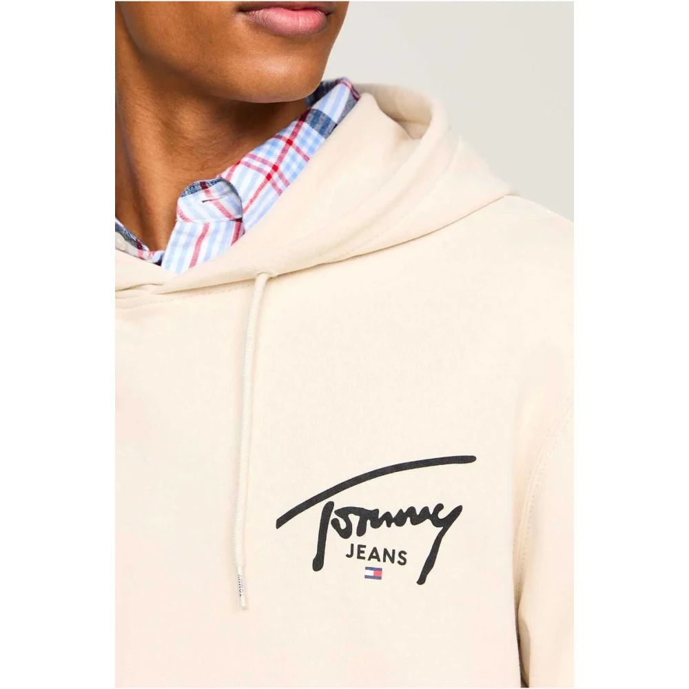 Tommy Jeans Hoodie Beige Bedrukt Logo Beige Heren
