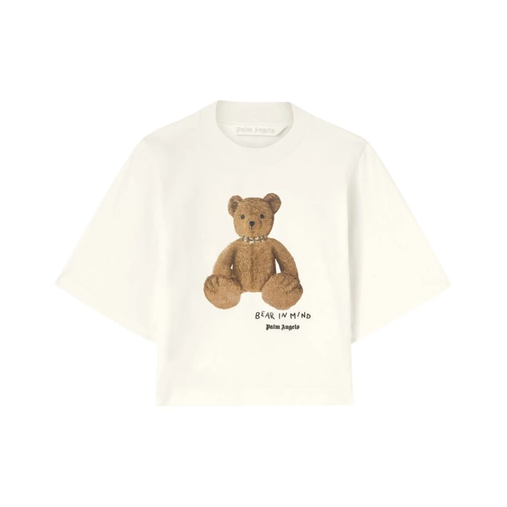 Palm Angels T-shirt met beer motief en slogan print Beige Dames