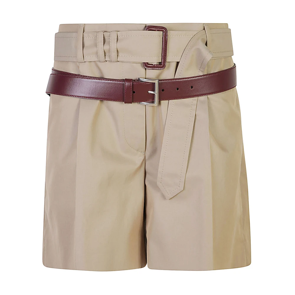 Prada Zand Bermuda Shorts Verhoog Zomergarderobe Beige Dames
