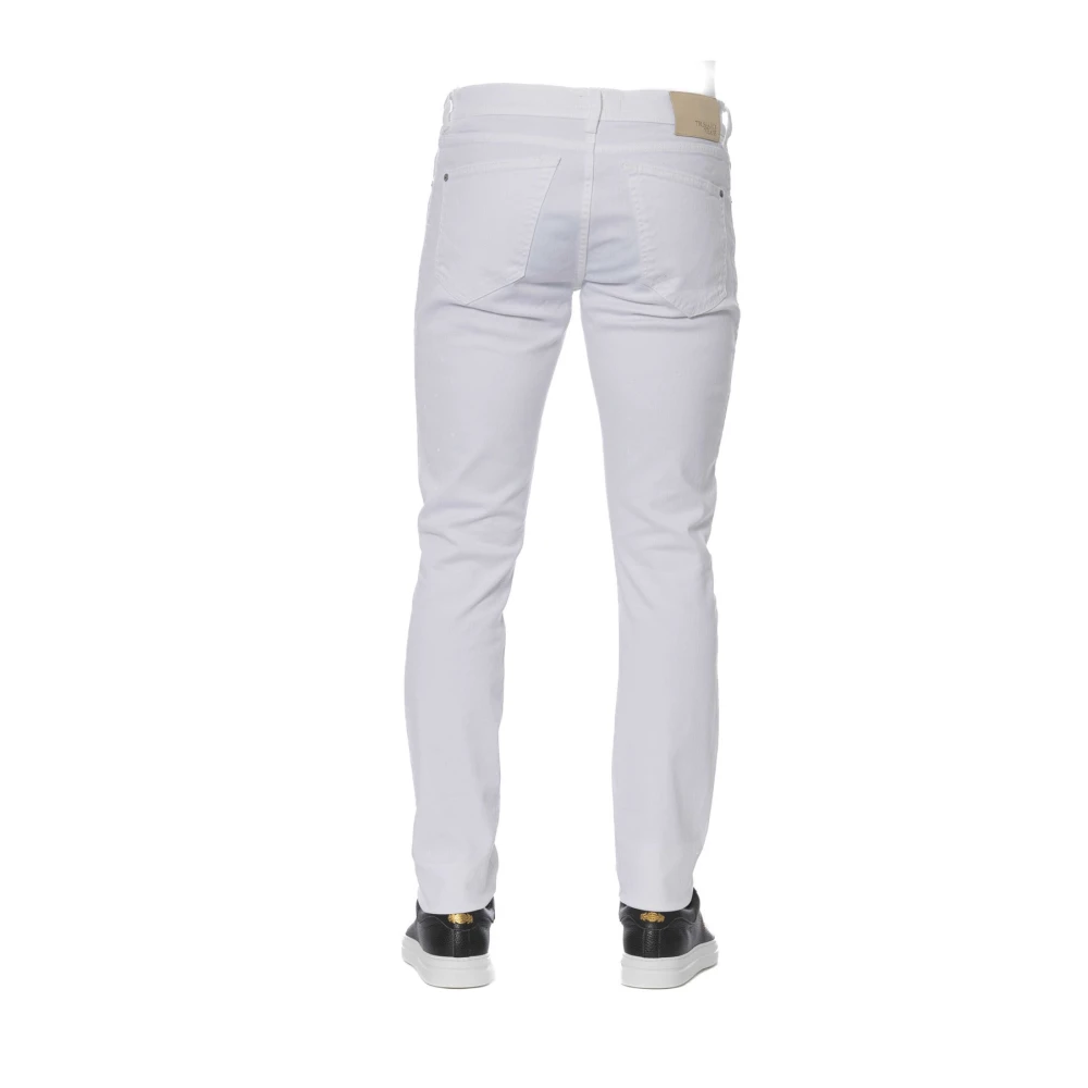 Trussardi Denim Jeans Knoop- en Ritssluiting White Heren