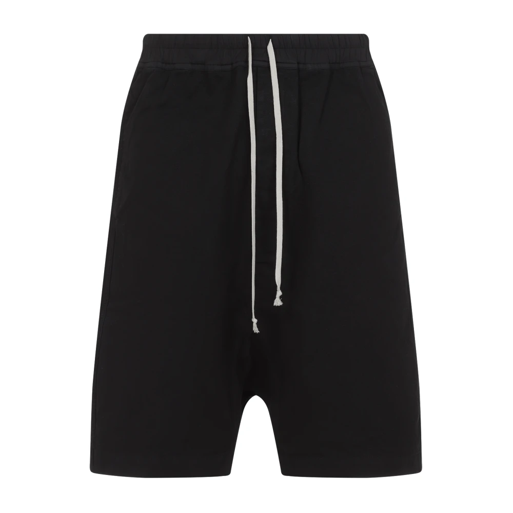 Rick Owens Drawstring Katoenen Shorts Black Heren