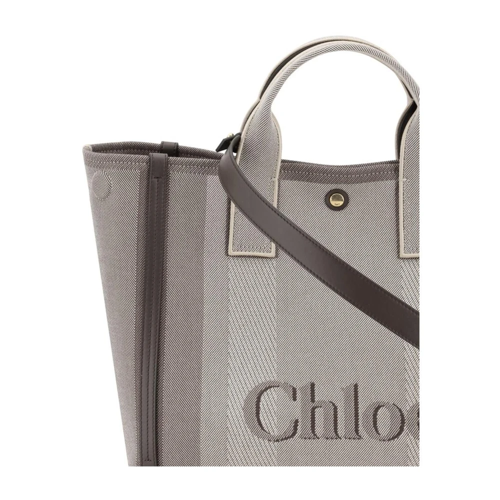 Chloé Katoenen handtas met leren details Gray Dames