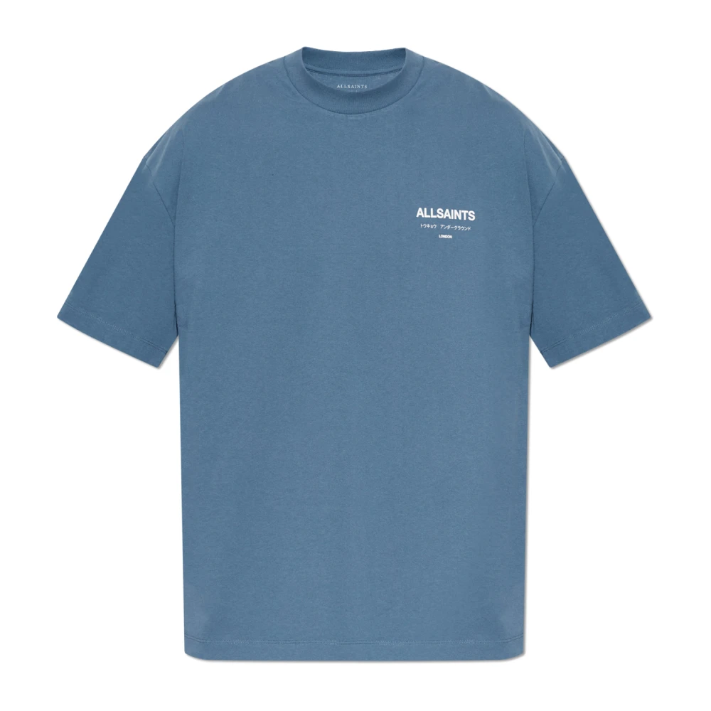 Allsaints - Underground Oversized Crew Neck T-Shirt - Tops - Herren - Blau - Xs - Bild 4