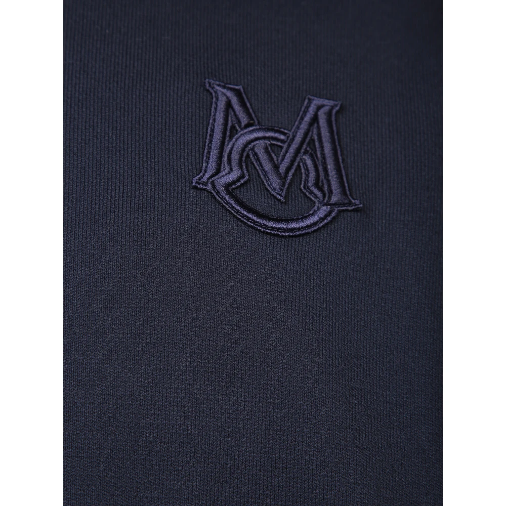 Moncler Blauwe Gebreide Trui met Geborduurde Details Blue Heren