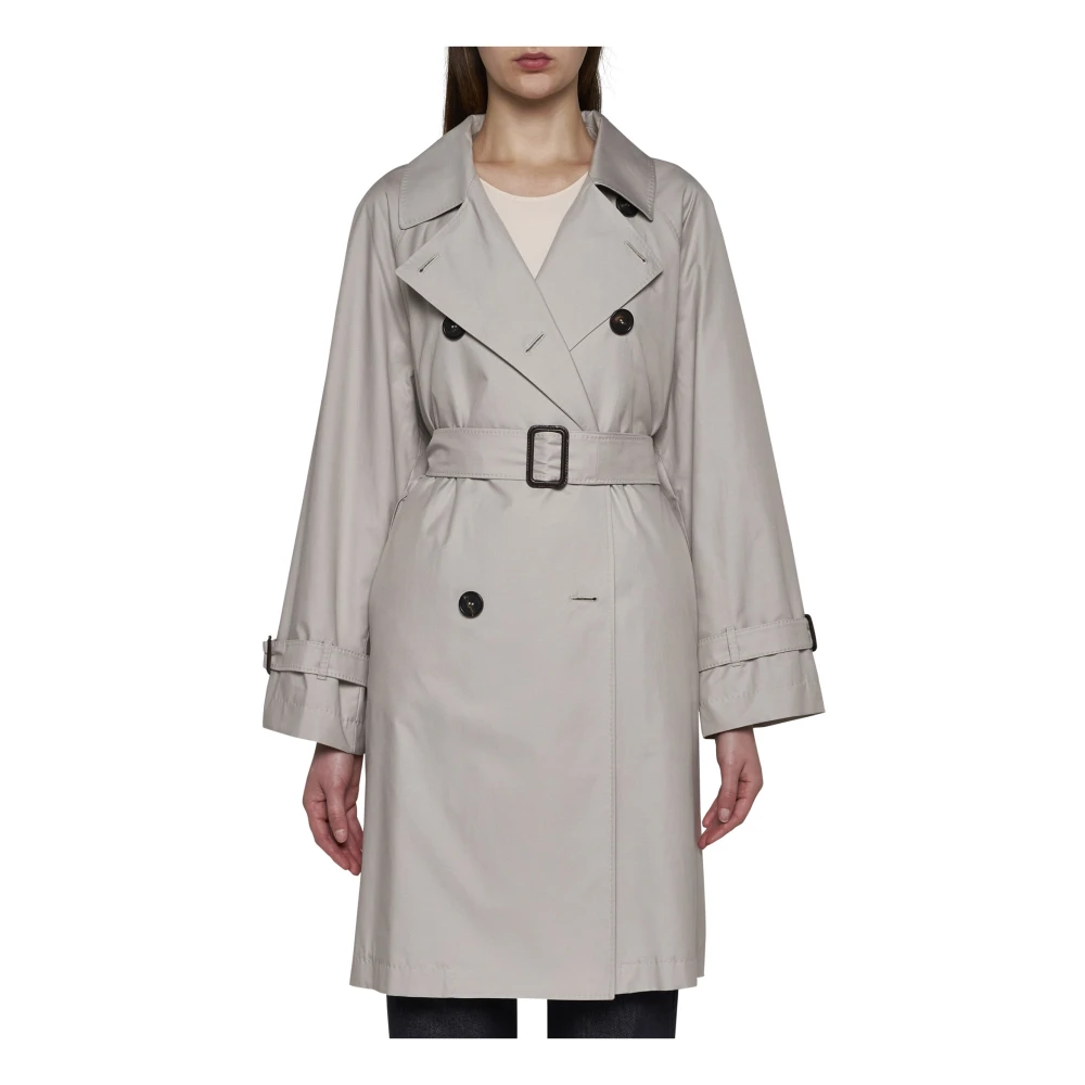 Max Mara Ecru Dubbelrijige Trenchcoat Beige Dames