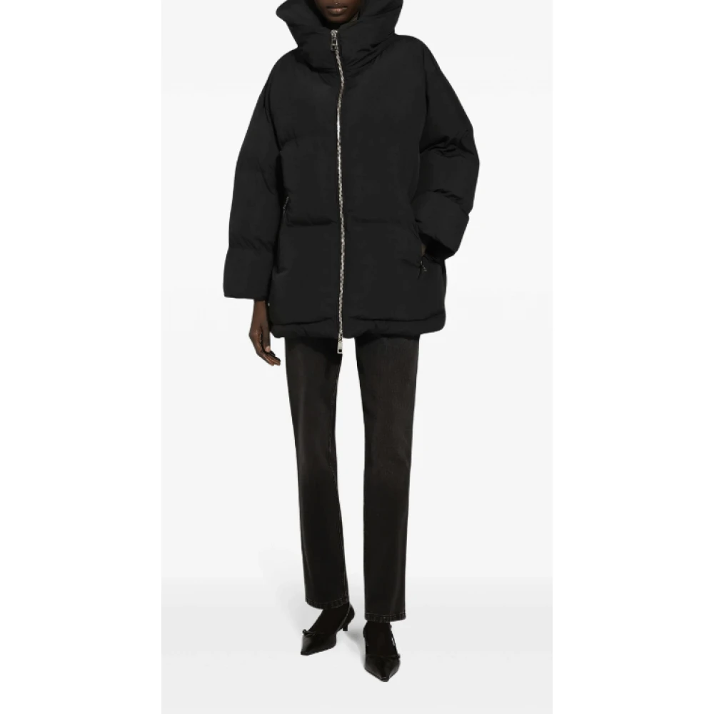 Dolce & Gabbana Zwarte Pufferjas met Hoge Hals Black Dames