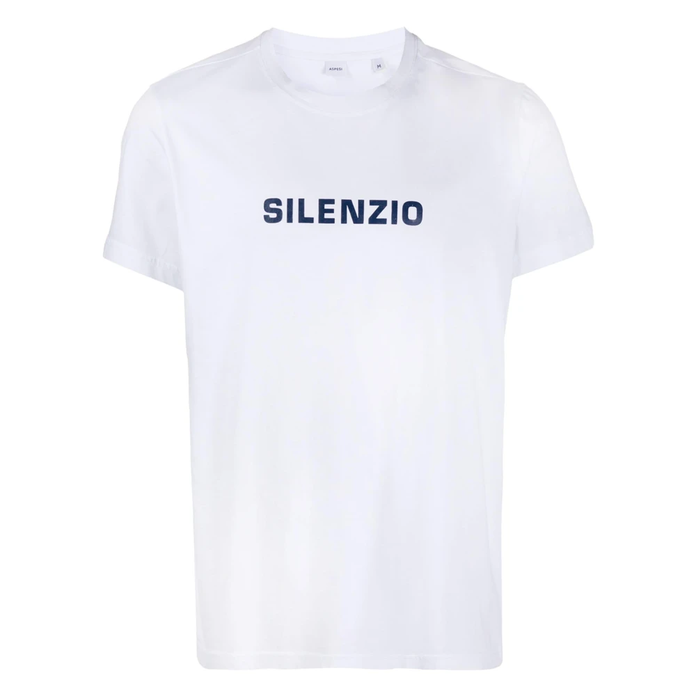 Aspesi Silenzio Logo Print T-Shirt White Heren