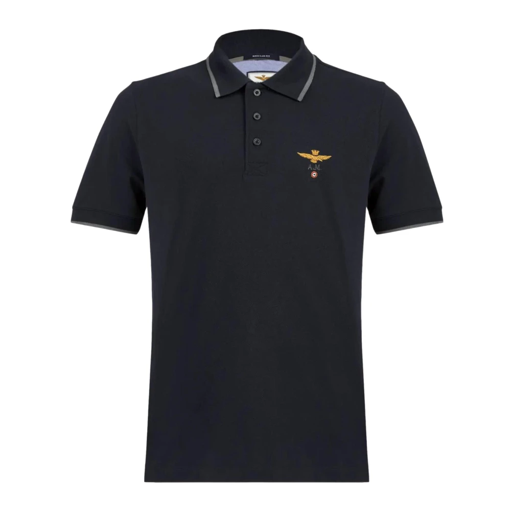 Aeronautica Militare Men's Black Polo Shirts, 2XL, Piqué Cotton Polo