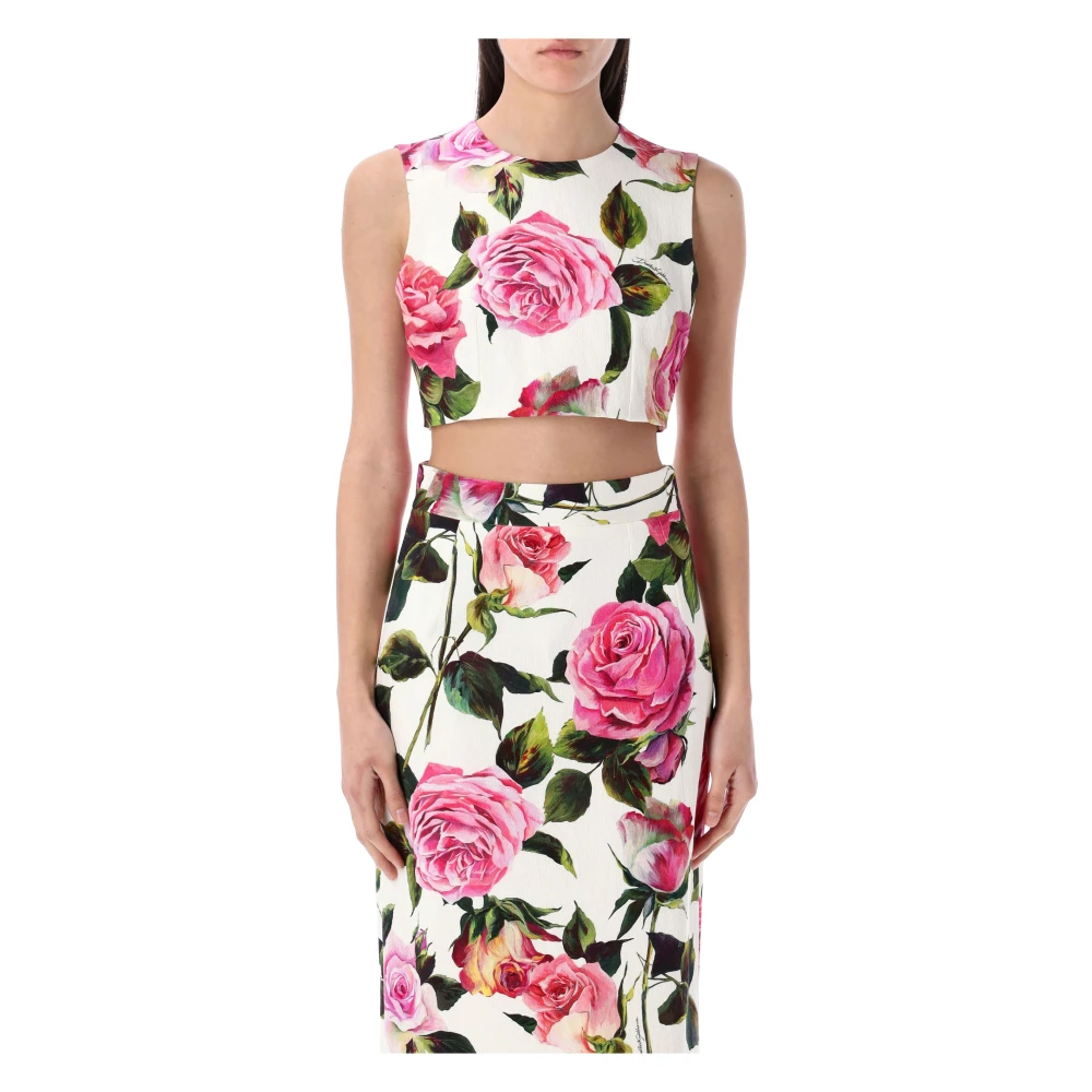 Dolce & Gabbana Rose Print Crop Top Multicolor Dames