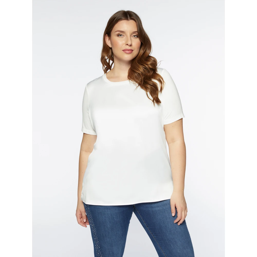 Fiorella Rubino Satin Blouse met Kimono Mouwen White Dames