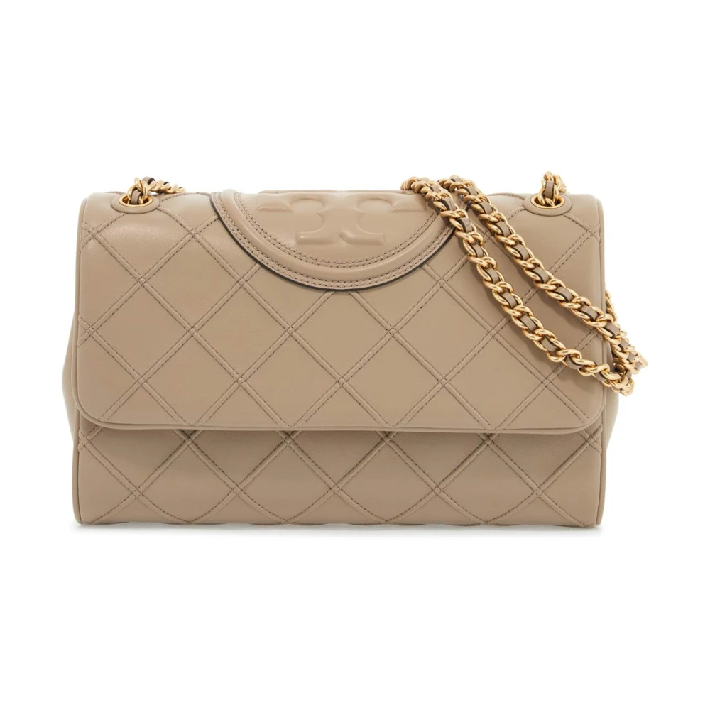 TORY BURCH Zacht schoudertas met diamantstiksels Beige Dames