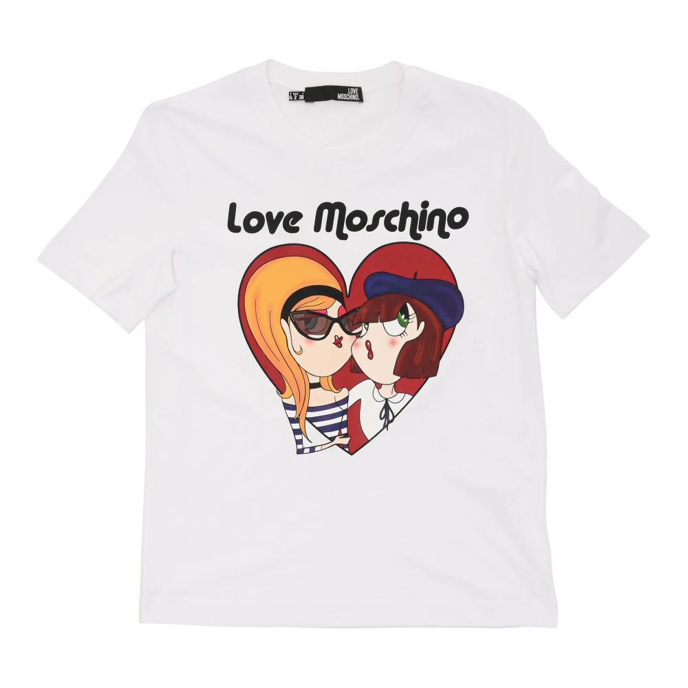 Love Moschino Wit Katoenen T-Shirt White Dames