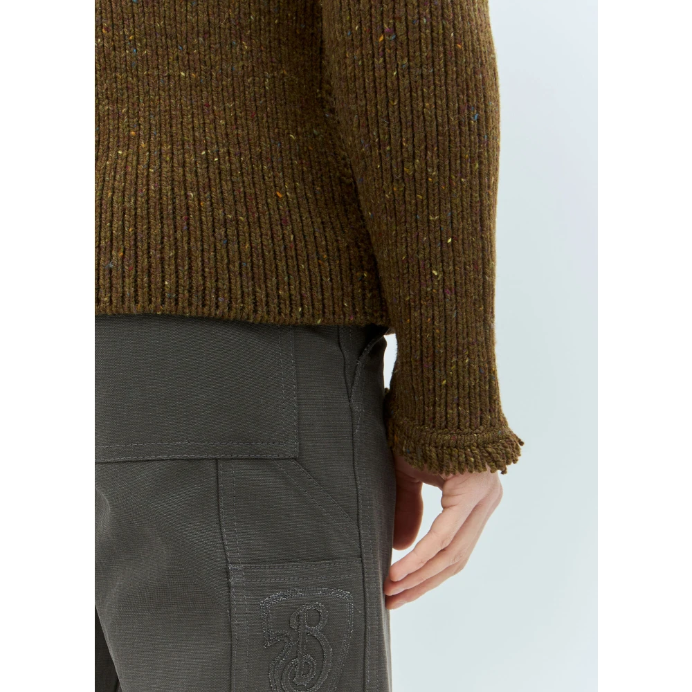 Burberry Fringed Wool Sweater Brown Heren