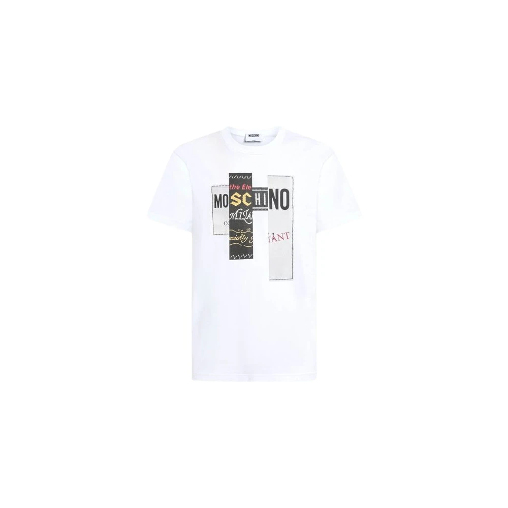 Moschino White T-Shirts, Male, Xs, Printed Cotton Jersey T-Shirt