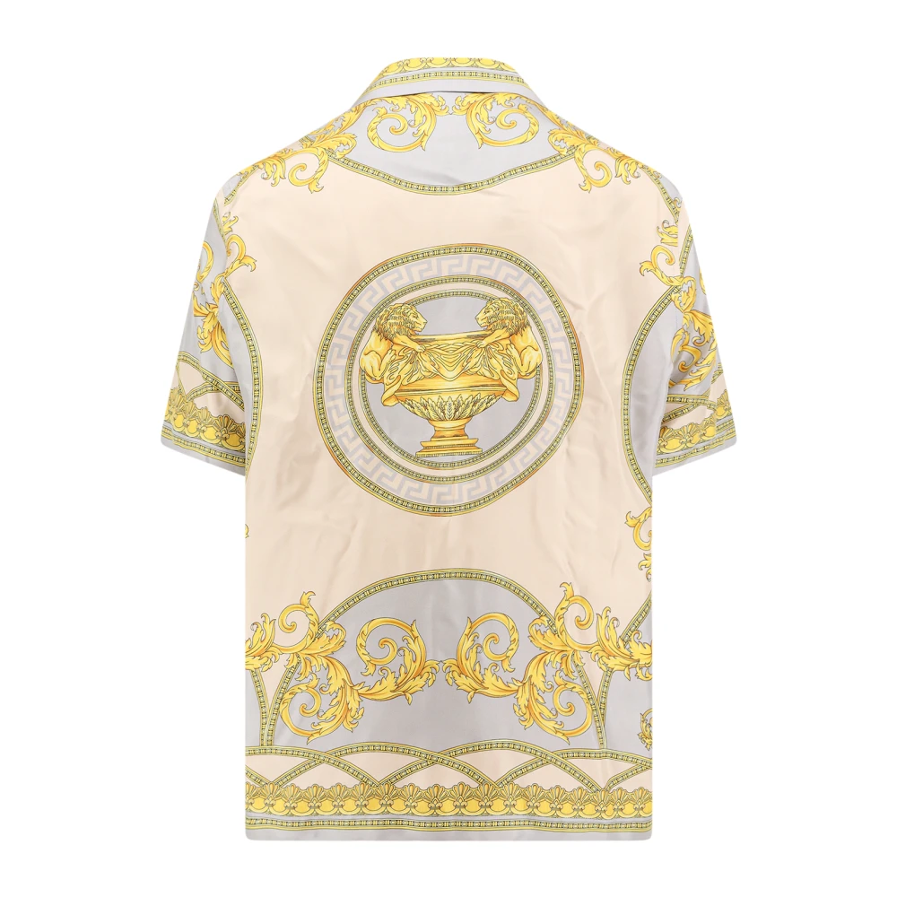 Versace Zijden Grijze Shirt Puntkraag Multicolor Heren