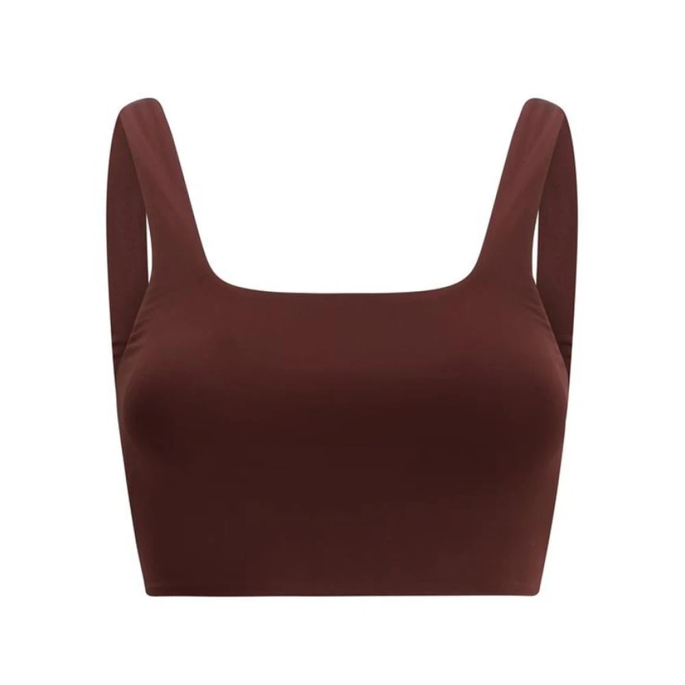 Forte Stijlvolle Mouwloze Top met Vierkante Halslijn Brown Dames