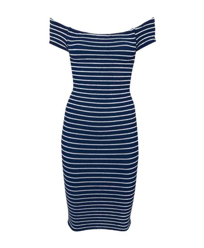 robe-midi-rayee-bleue-a-epaules-denudees