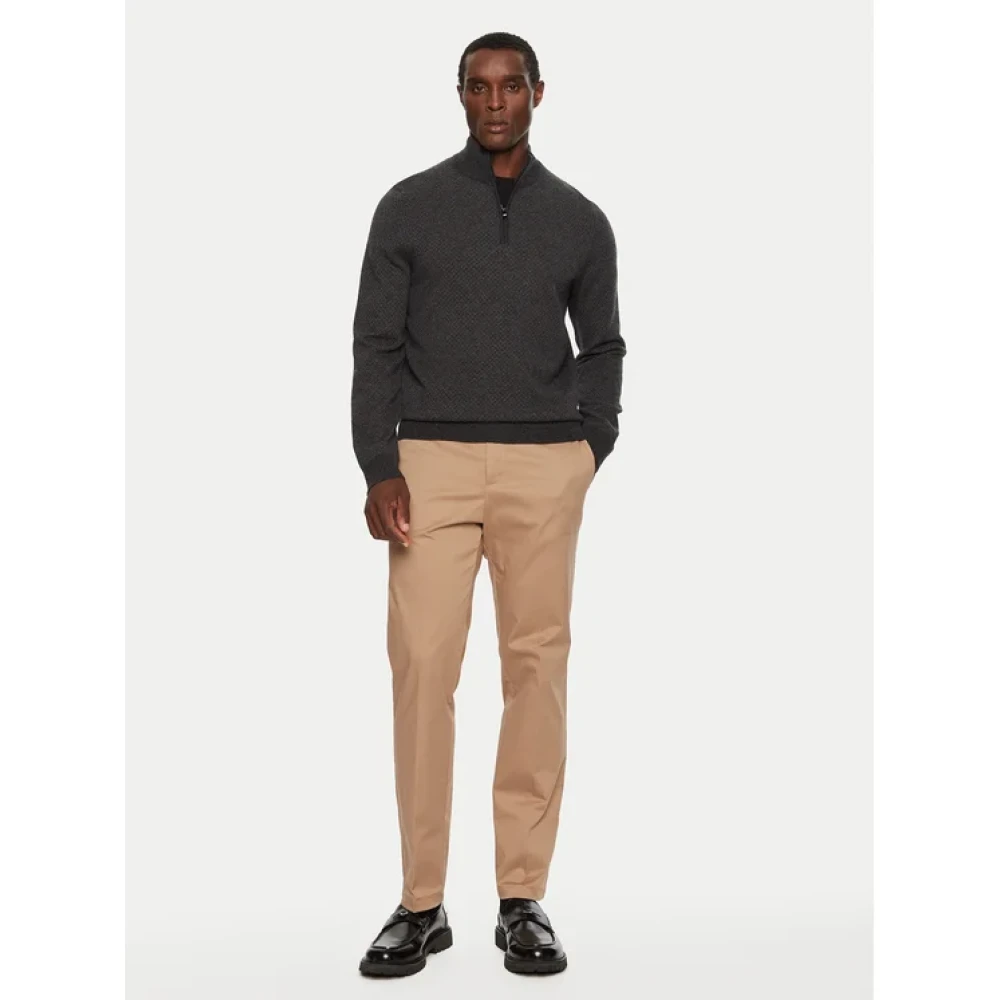 Hugo Boss Zwarte wollen half-zip trui Black Heren