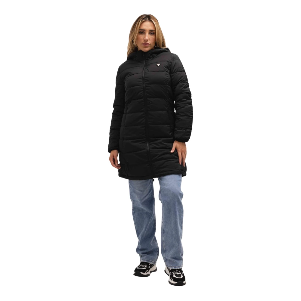 Guess Zwarte Lange Pufferjas Vrouwen Black Dames