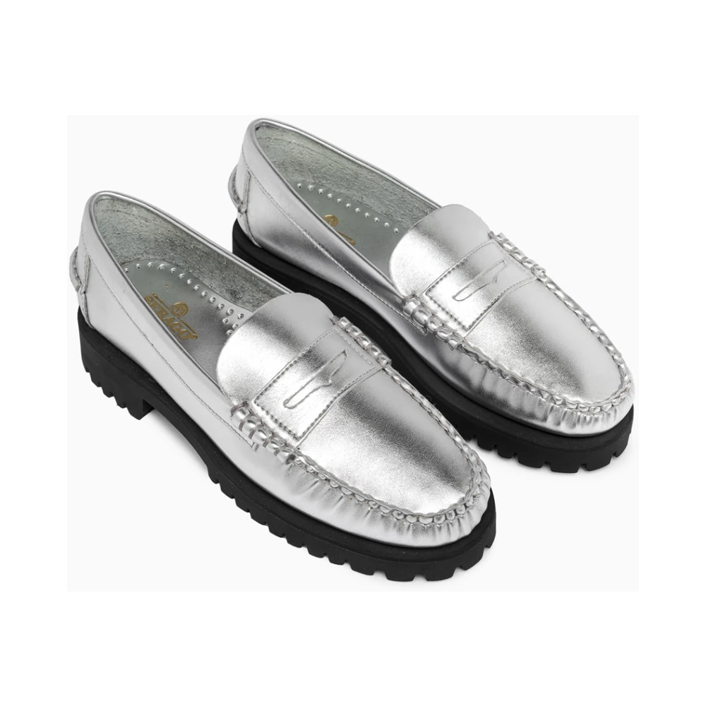 Sebago Metalen Loafers met Lug Moccasins Gray Dames