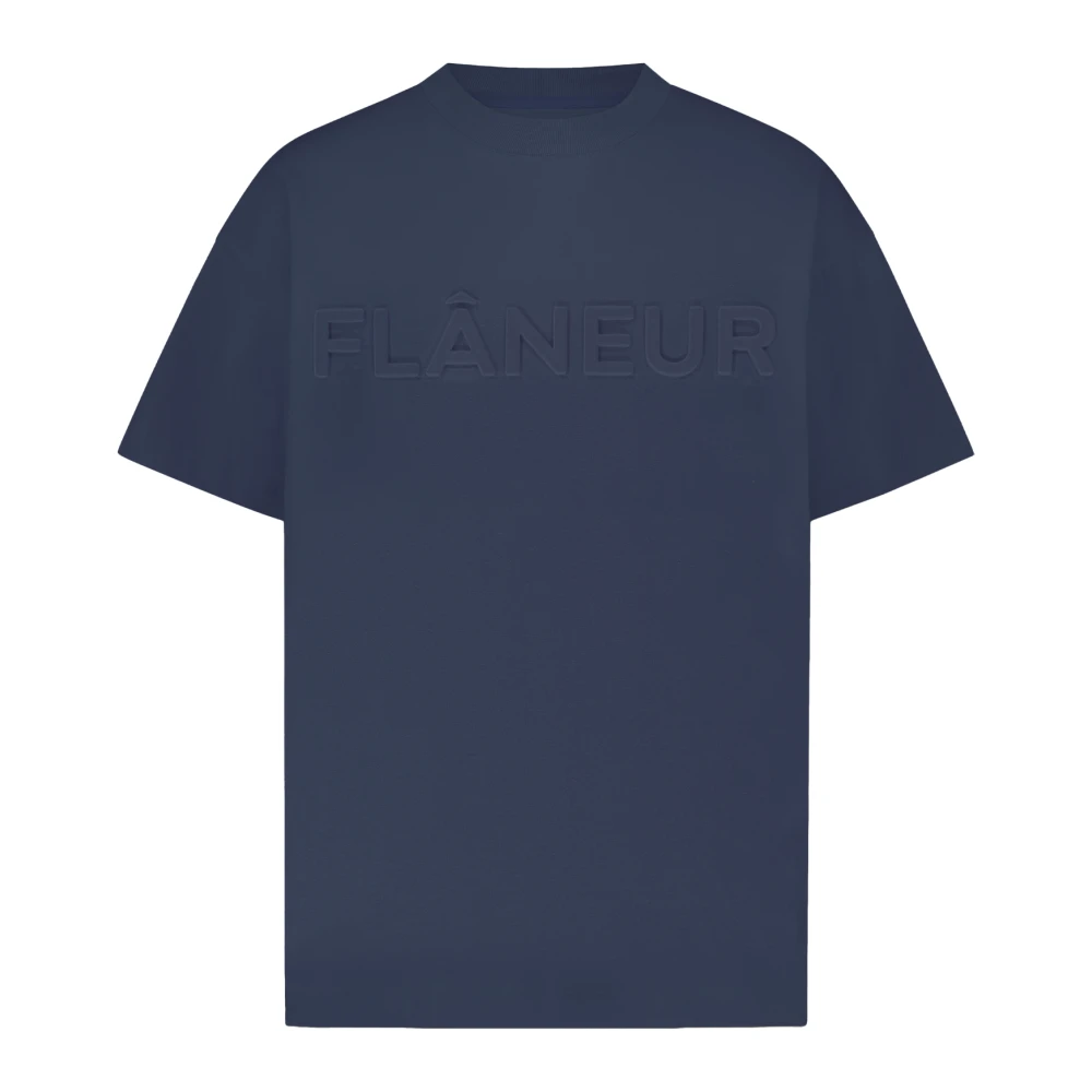 Flâneur Geëmbosseerd T-shirt Diepblauw Stijlvol Blue Heren