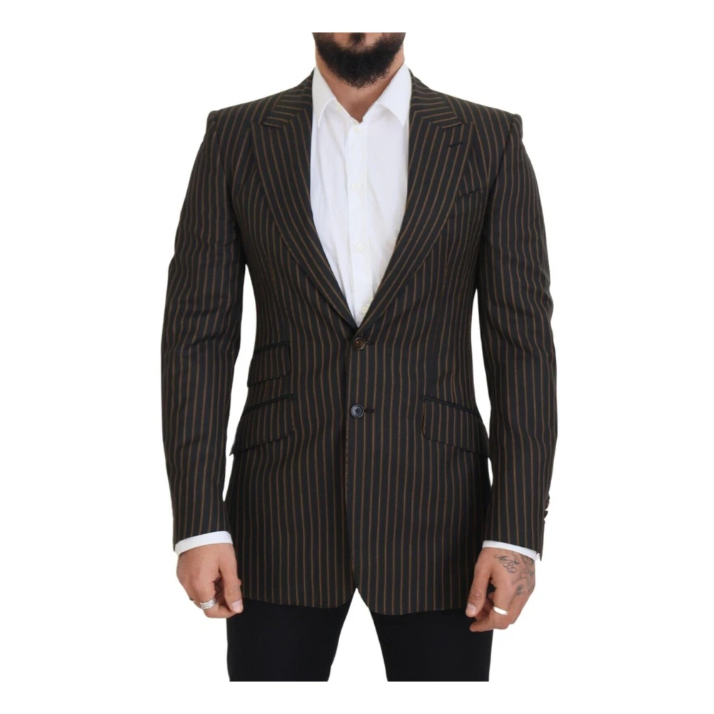Dolce & Gabbana Mænd Multicolor Jakke, Herre, Flerfarvet,, Uld, Peak Lapel Uld Blazer Medium