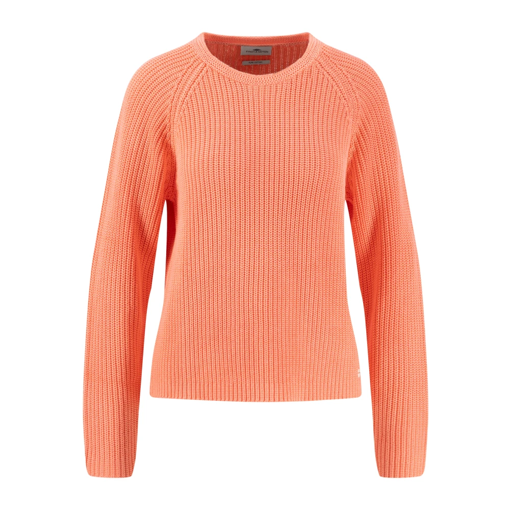 FYNCH-HATTON Katoenen O-Neck Trui Orange Dames