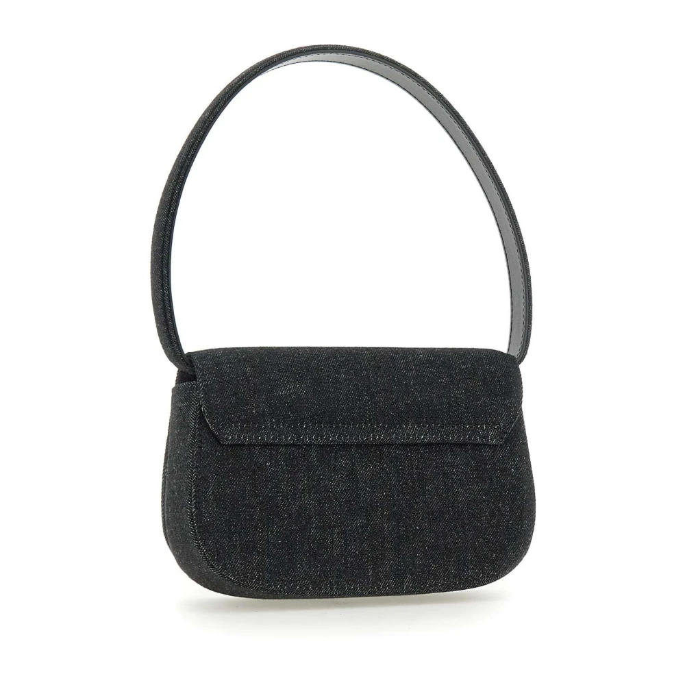 Diesel Zwarte schoudertas met Oval D-plaat Black Dames