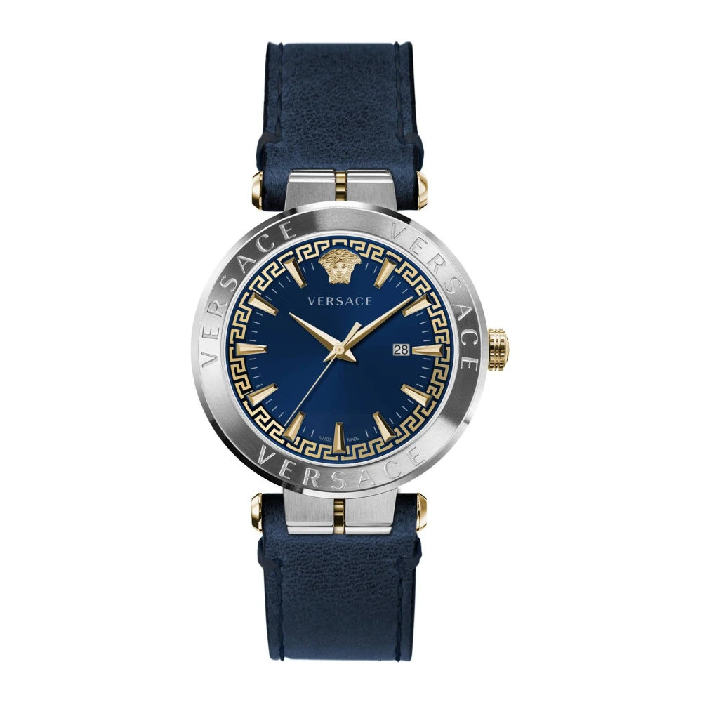Versace Men's Multicolor Aion Leather Strap Watch Blue Dial