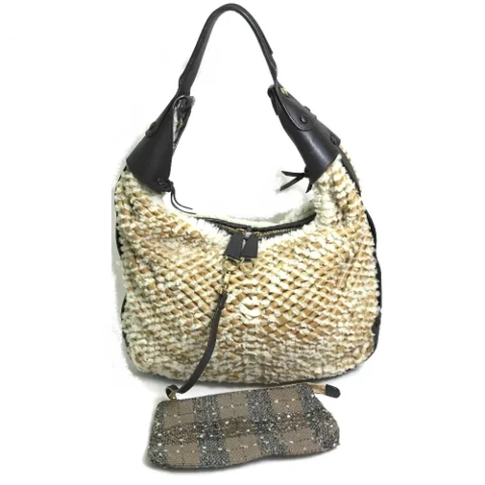 Salvatore Ferragamo Pre-owned Fabric shoulder-bags Beige Dames