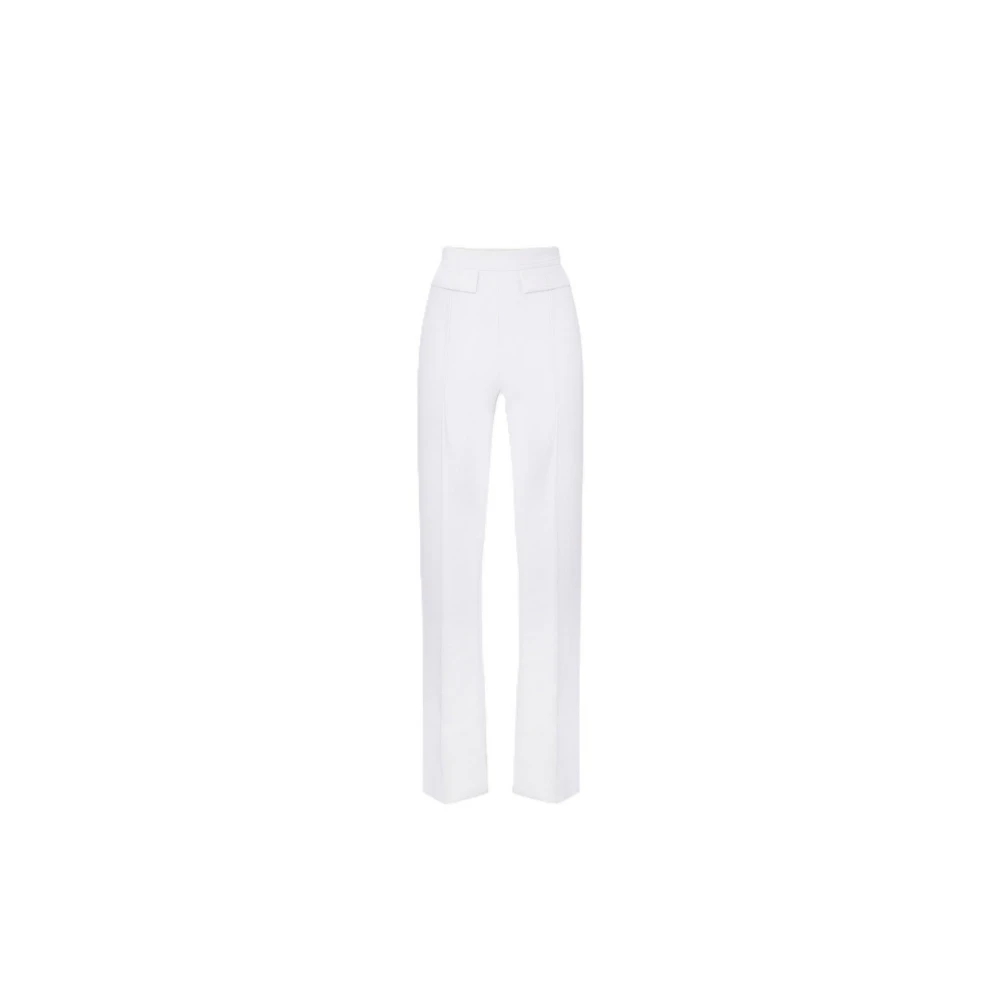 Elisabetta Franchi White Pantaloni Poliestere - Female - Wide Trousers - L - Trousers