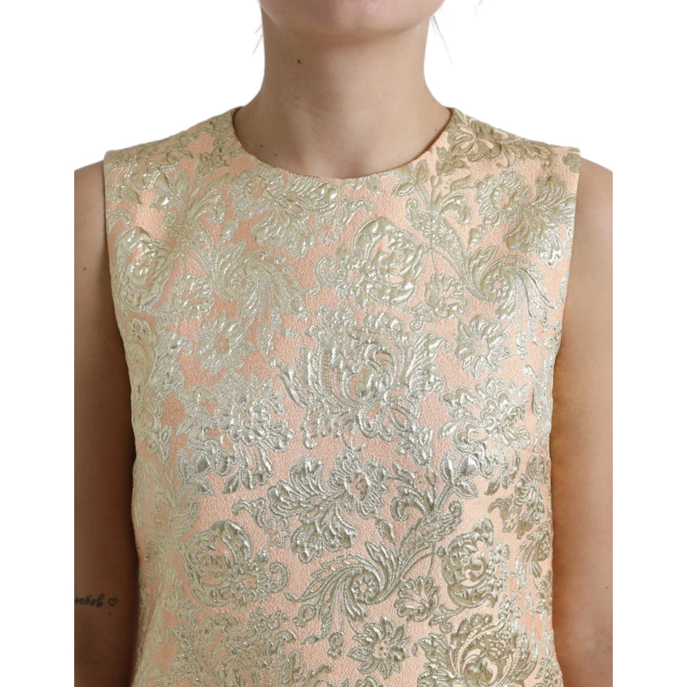 Dolce & Gabbana Perzik Bloemen Jacquard A-lijn Mini Jurk Multicolor Dames
