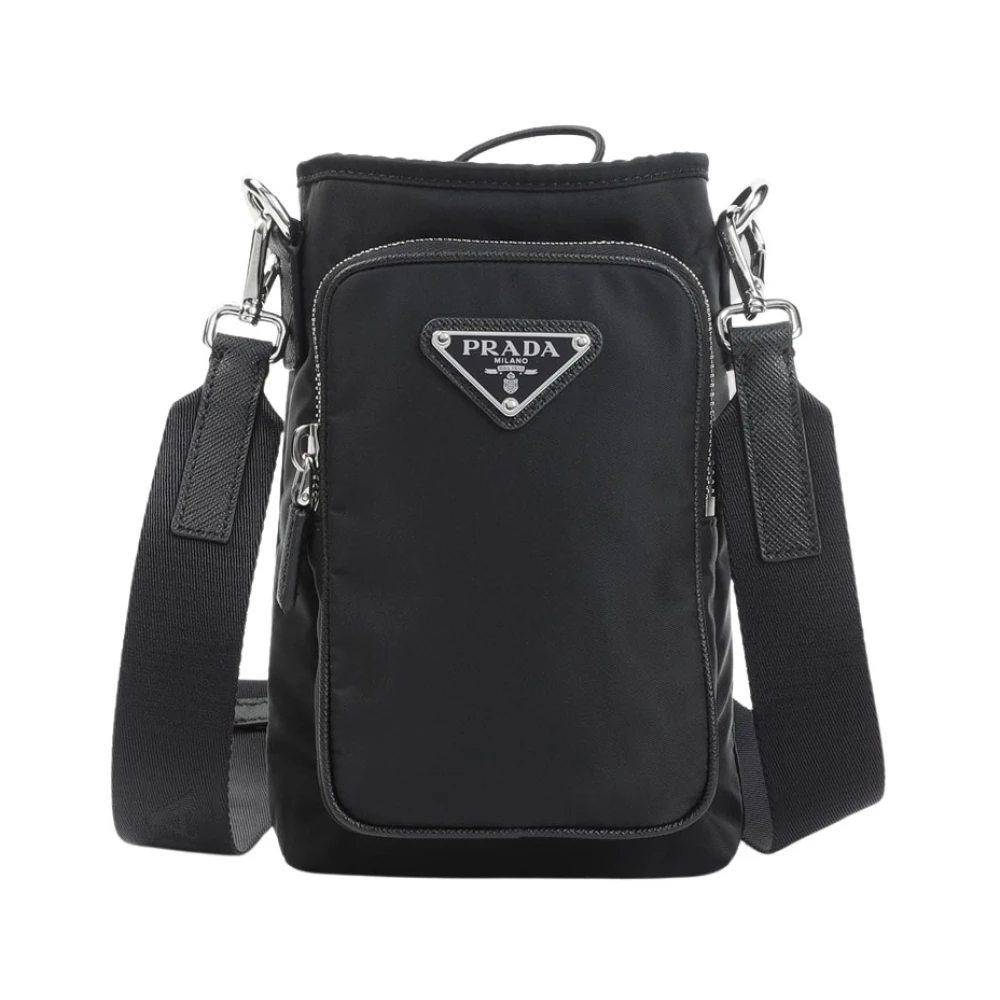 Prada , Cross Body Bags, Male, Black, One Size, Re-Nylon Phone Holder