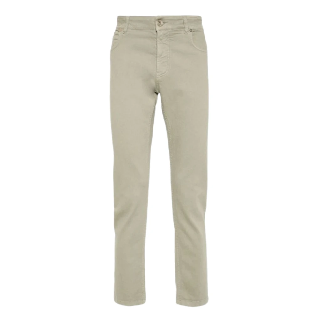 Eleventy Slim-fit Stretch Katoen Twill Broek Beige Heren