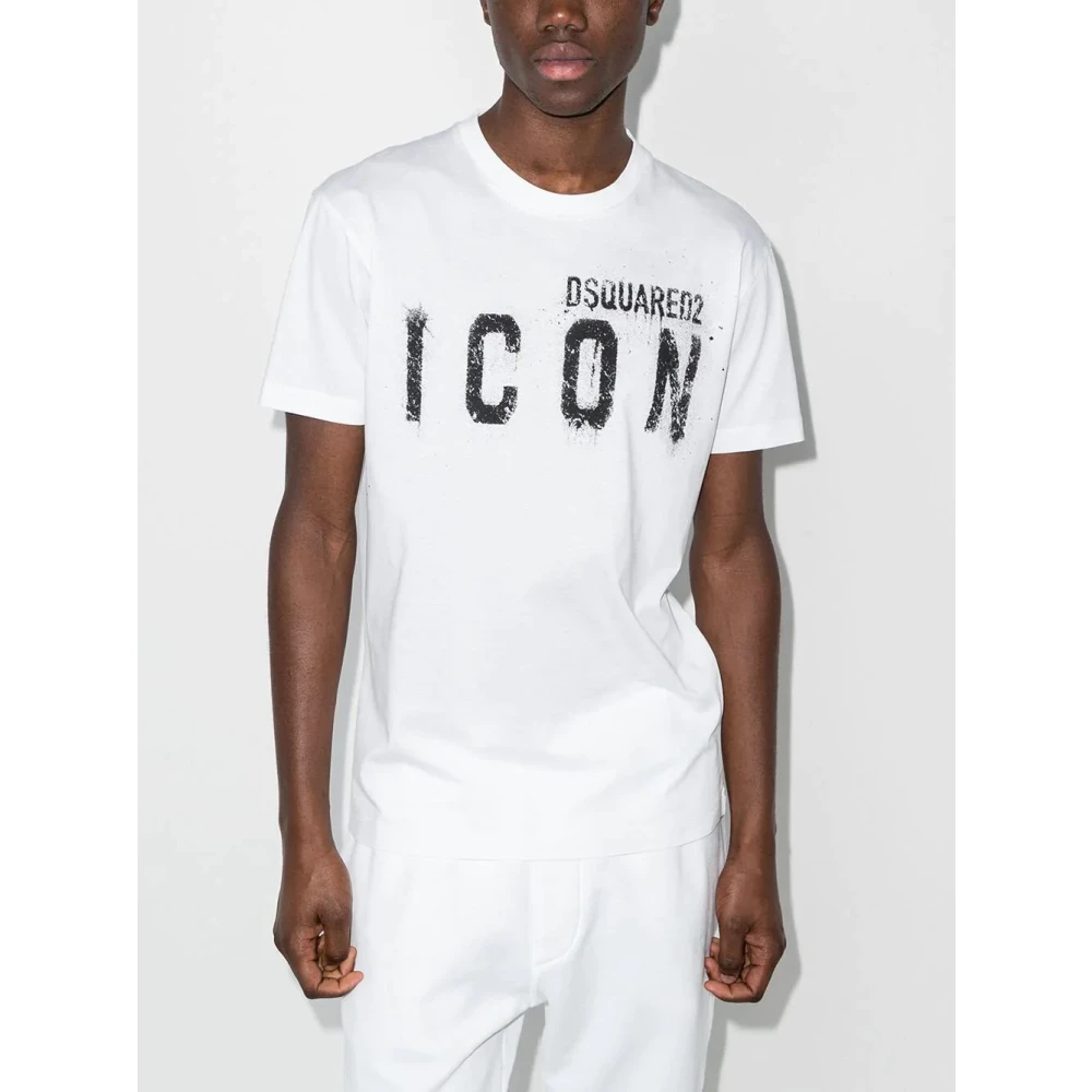 Dsquared2 Icon Spray Cool T-shirt White Heren