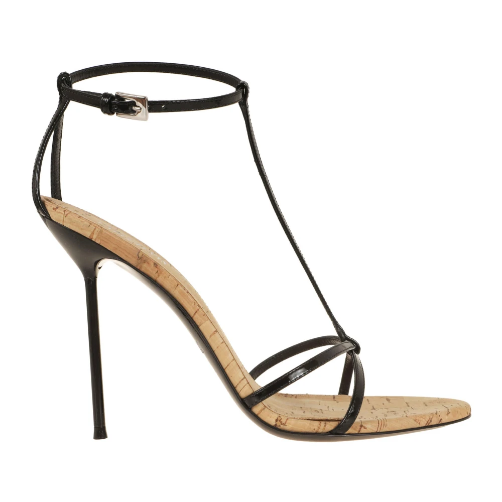 Paris Texas Women's Black High Heel Sandals, 6 Uk, Lidia T-Strap Sandal