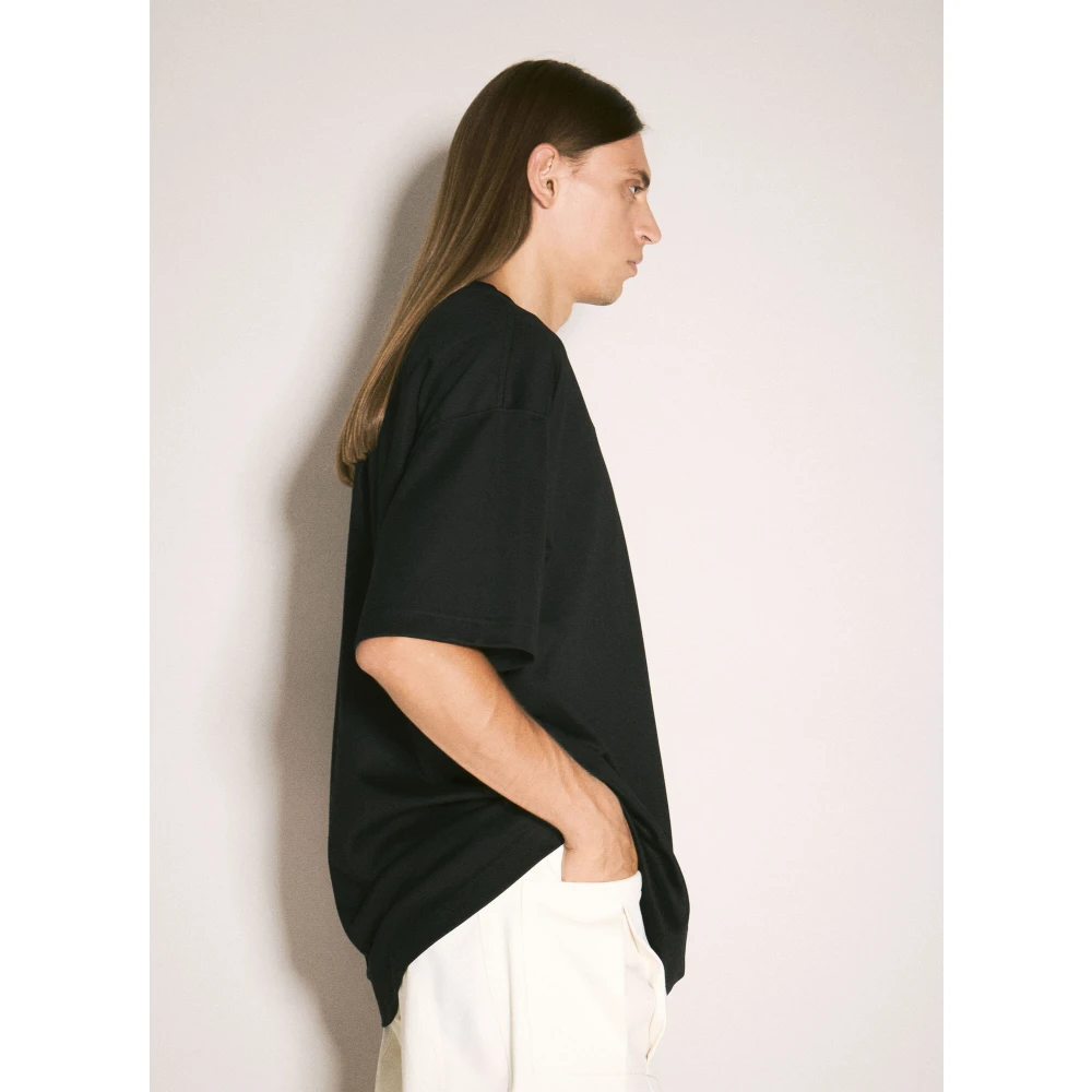Mugler Zilverkleurige Hardware Crewneck T-shirt Black Heren